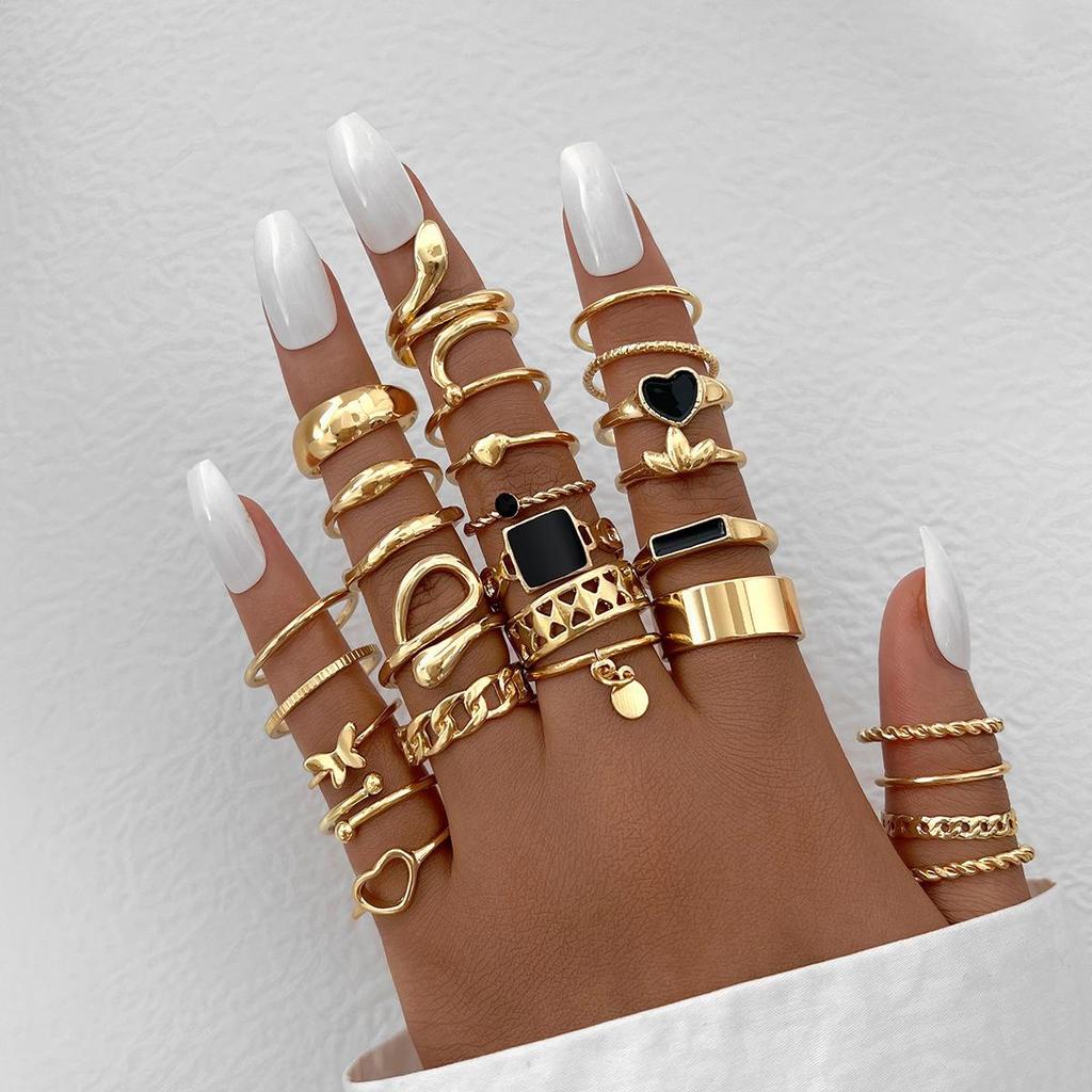 22-Piece Butterfly & Love Multi-Joint Ring Set