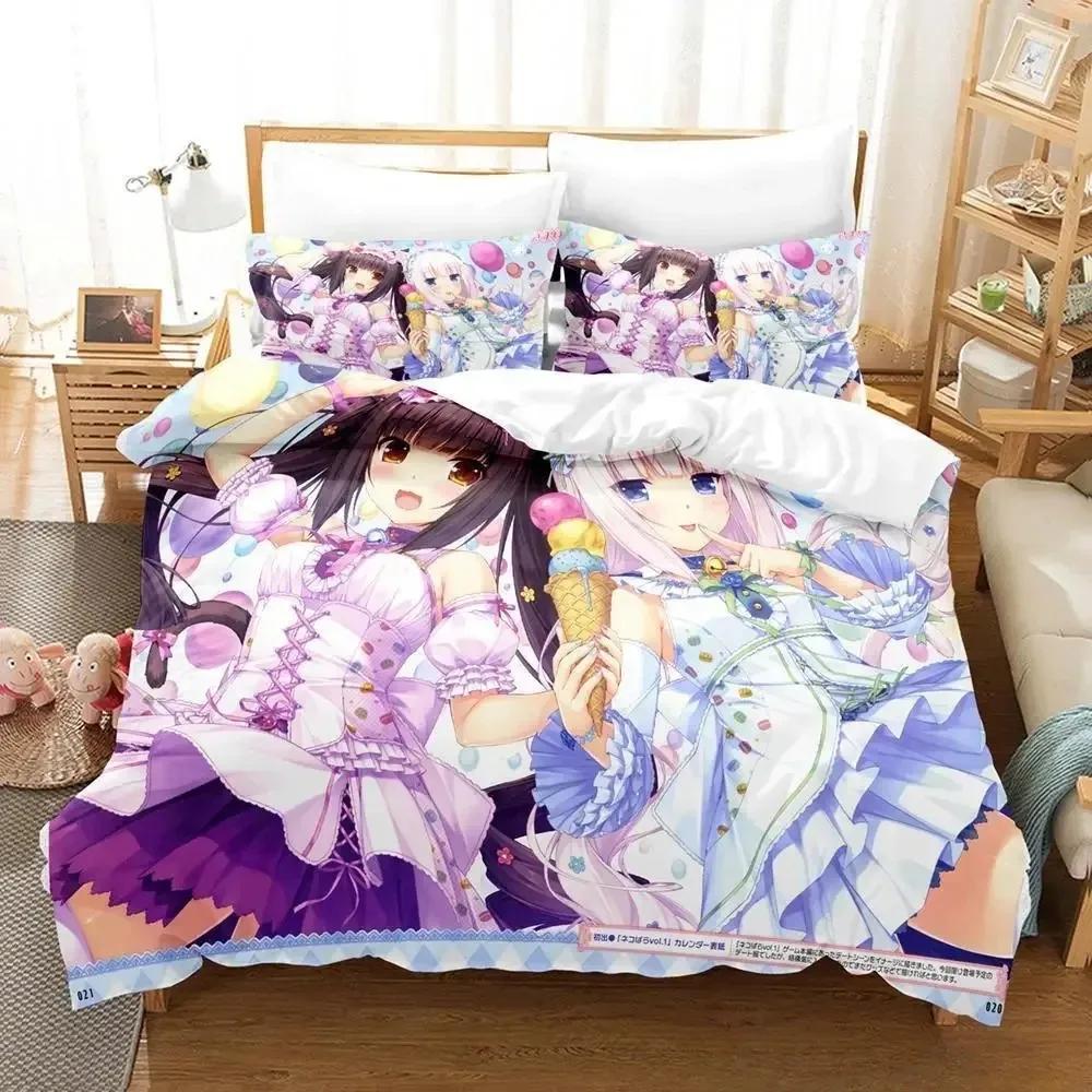 3D Print Anime Kawaii Girls Nekopara Bedding Set Single Twin Full Queen King Size Bed Set Aldult Kid Bedroom Duvet Cover Sets
