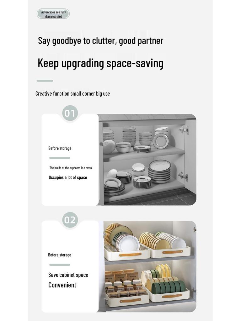 Bowl & Dish Pull-Out Storage Rack - In-Cabinet Drainer & Organizer