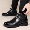 Italienische Herren Echtleder Stiefel Büro Casual Business Schuhe Bequeme Chelsea Dicke Sohle Designer Luxus Stiefeletten Runde Zehenstiefel