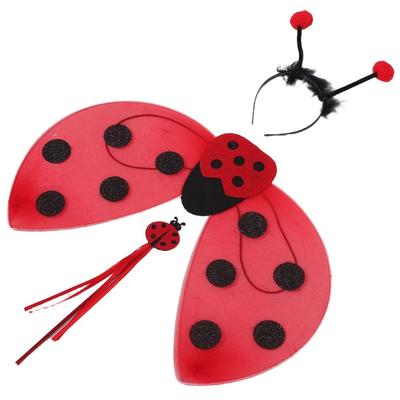 Disfraz de Mariquita con Alas Plegables Disfraces Temáticos de Insectos Rojos Disfraz Cosplay de Mariquita Halloween