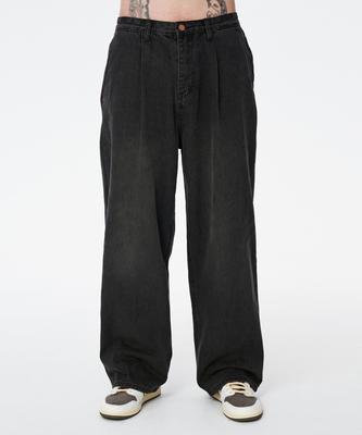 CONTROBANAL3 Brushed Wash Wide Denim Pants [Black]
