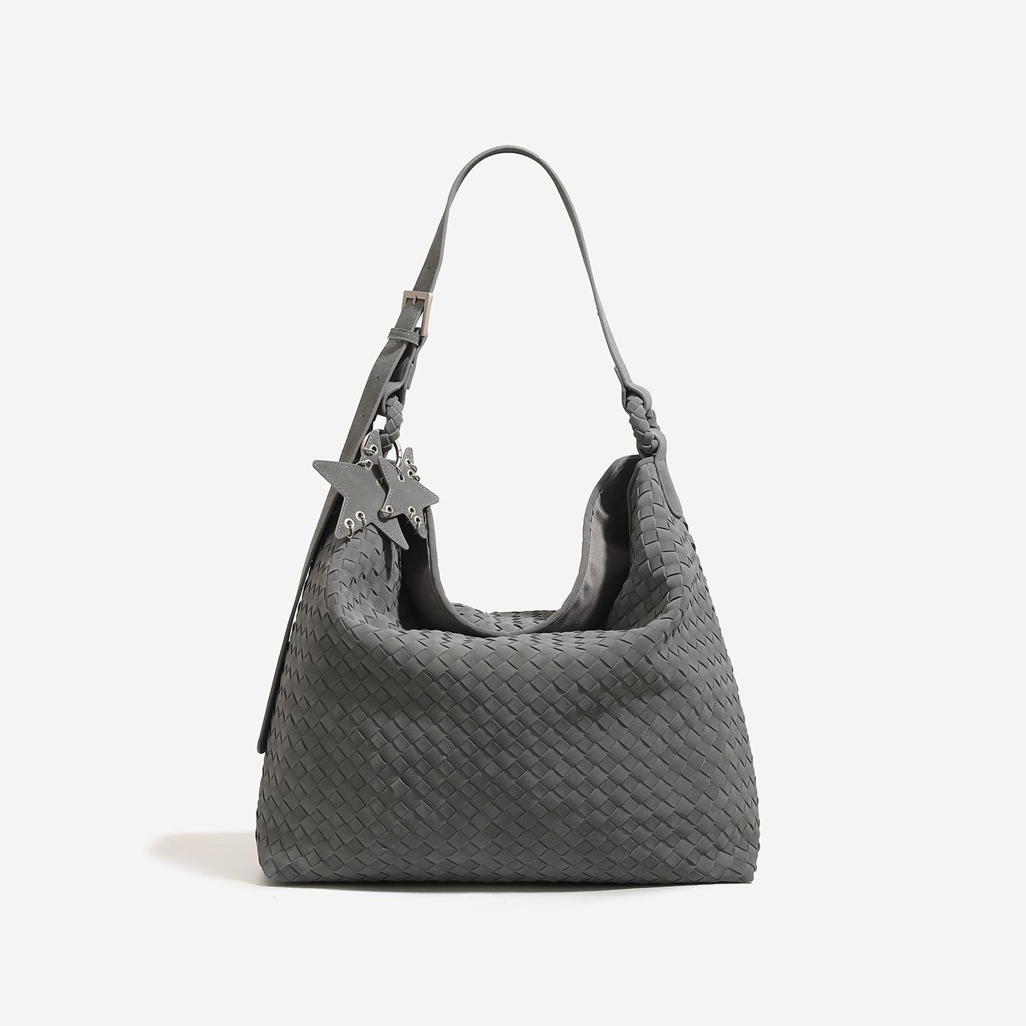 Caramel Retro Versatile Frosted Leather Woven Tote Bag for Autumn and Winter New Women s Commuting Easy Shoulder Crossbody Bag 50x13.5x38cm