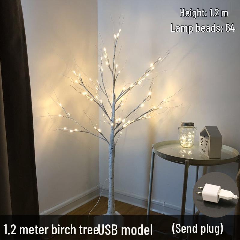 Cross-Border LED Christmas Lights - Luminous White Birch Branches for Home Decor