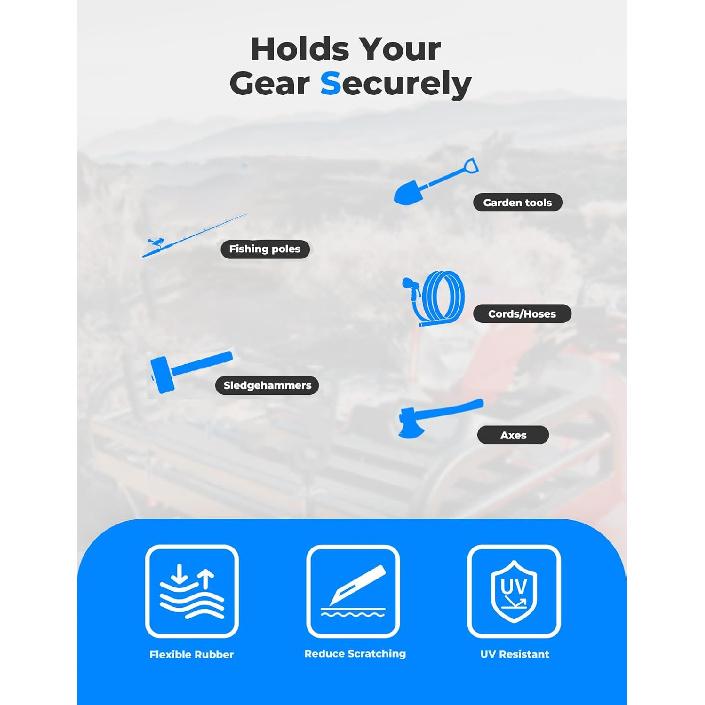 KEMIMOTO ATV UTV Hunting Tool Mount For 0.79 In - 1.97 In Square Tube, Tool Holder Rack With Rubber Straps