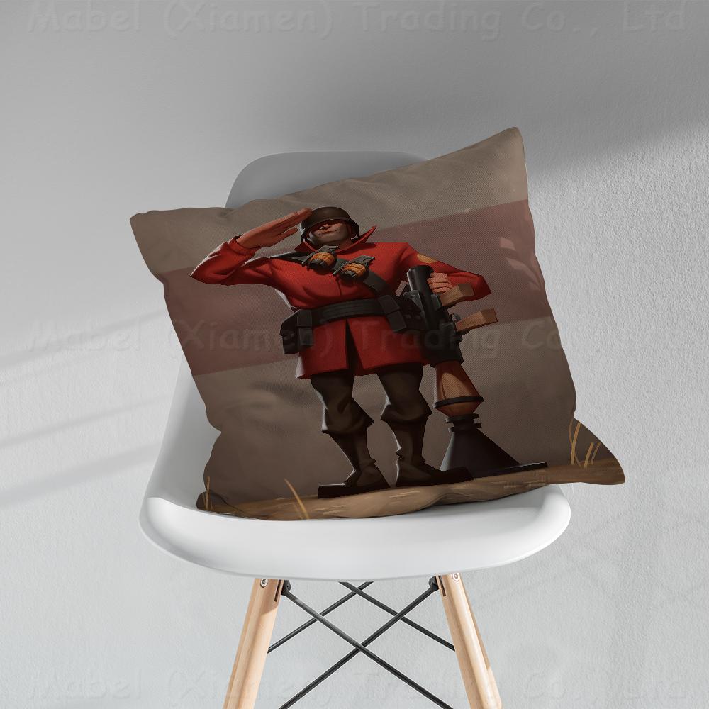 

FFortress Spy Soldier Sniper TF Pillow Covers Cartoon Sofa Decorative Home Doublesided Printing Short Plush Cute Cushion 30X30cm