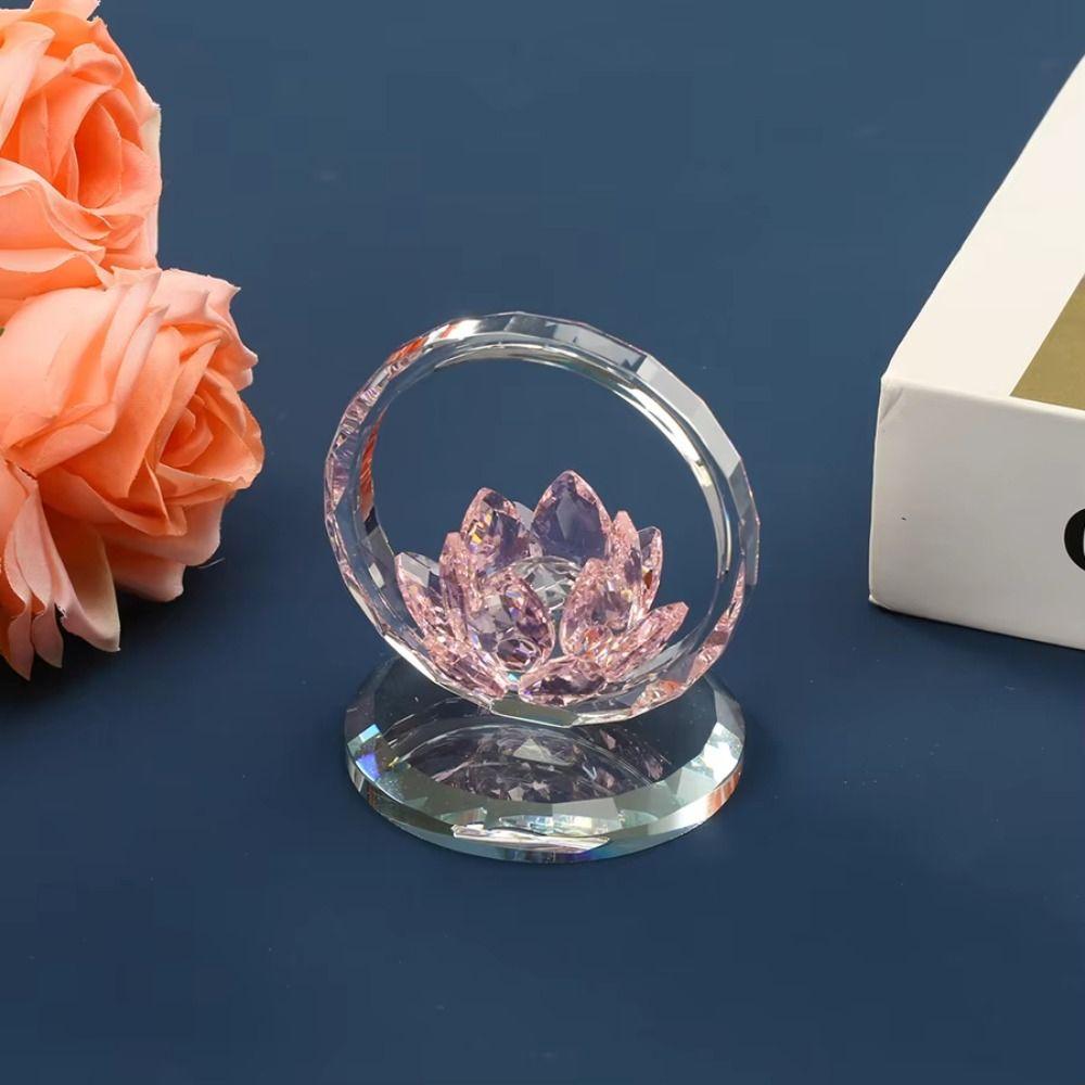 Transparent Crystal Lotus Ornament Stable Base Lotus Crystal Statue  Wedding Gifts