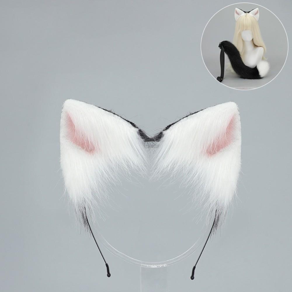 Plüsch-Katzenohren-Haarreif Realistische Tierohren Haarband Neues flauschiges Katzenohren- und Schwanz-Set Haaraccessoires