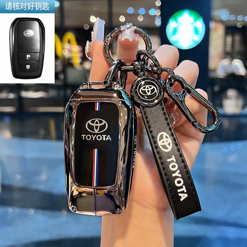Toyota Car Key Case Cover Shell Fob for CHR Hilux Fortuner Land Cruiser 200 Camry Corolla Crown RAV4 Highland Key Chain Accessor