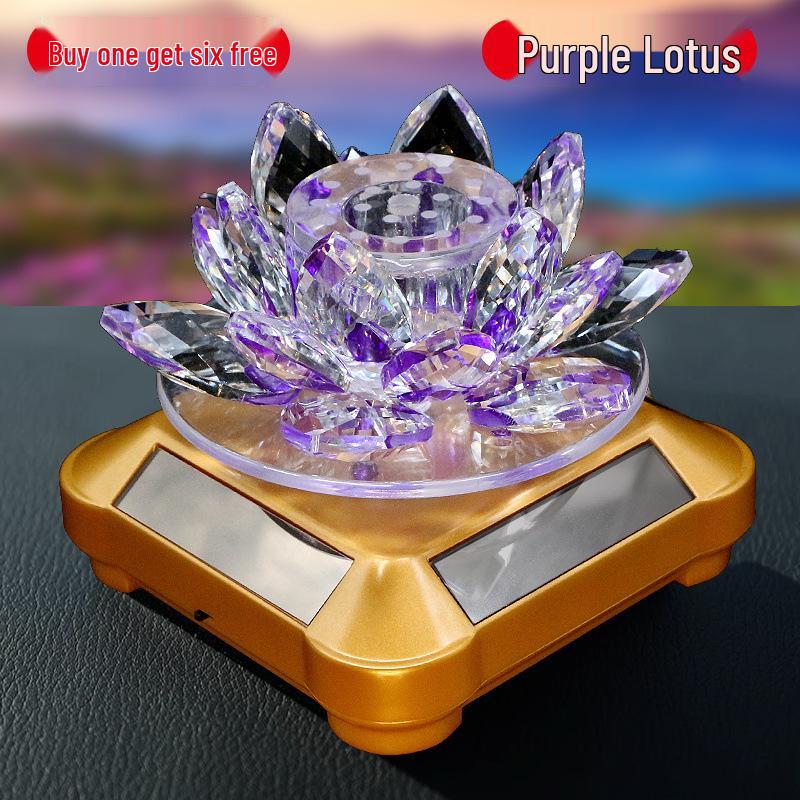 Rotating Crystal Lotus Solar Car Air Freshener & Aromatherapy Ornament