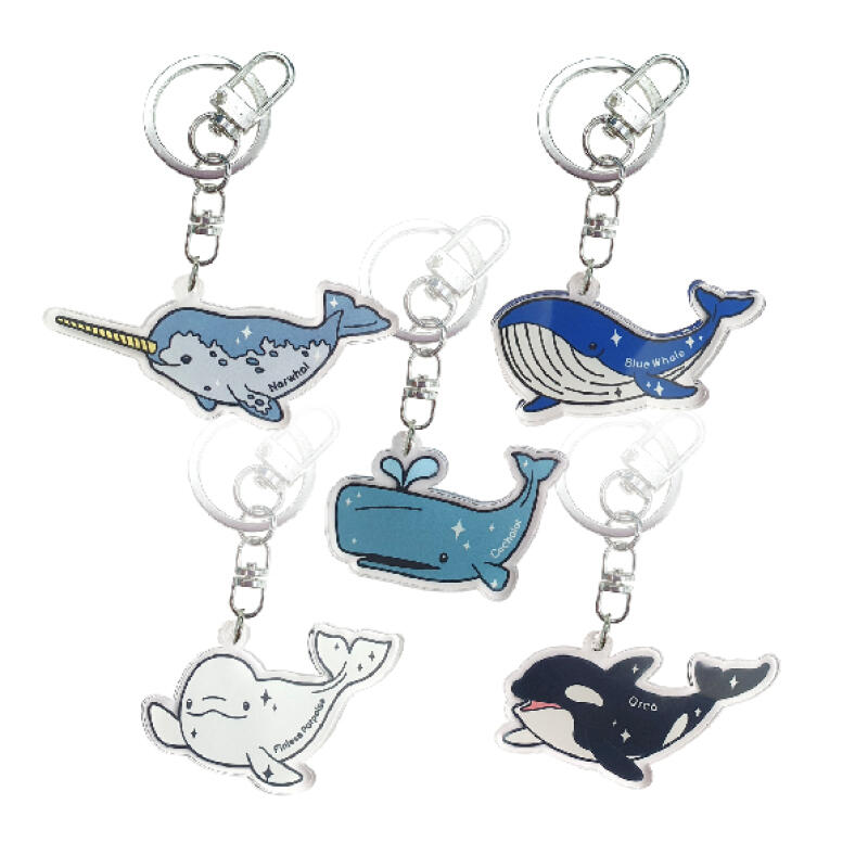 5-piece whale acrylic keychain 02. Blue Whale