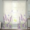 Watercolor Lavender Flower Butterfly Sheer Curtains For Living Room Bedroom Home Decor Kitchen Tulle For Windows Voile Drapes