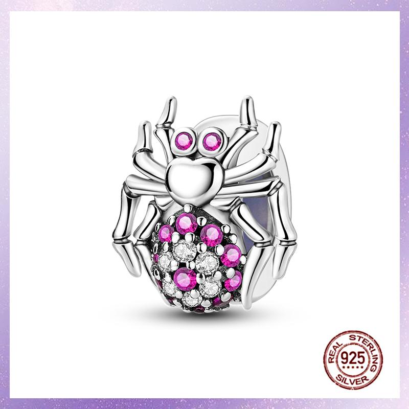 Purple Charms Copper Fit Original Pendant Bracelet Butterfly Glass Heart Feather Clip Charm Dangle Luminous Bead Diy Jewelry