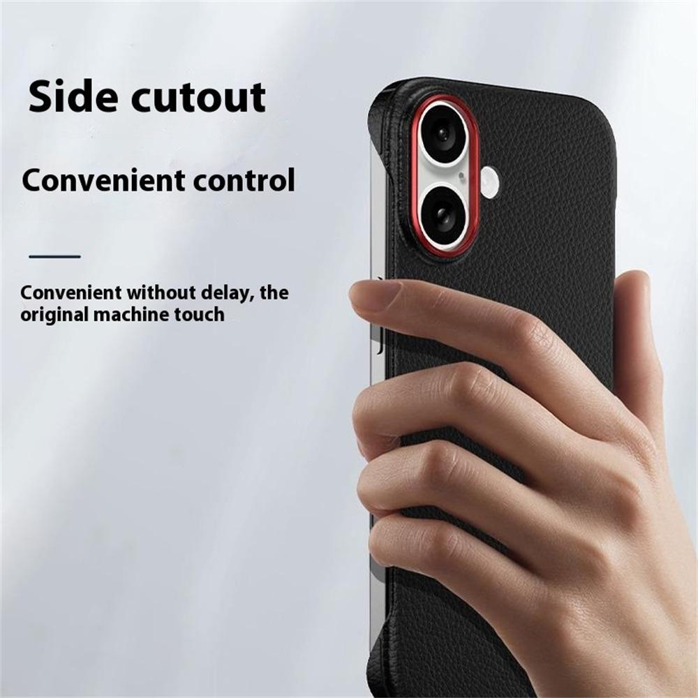For iPhone 16 Case Borderless Slim Anti Drop Leather Texture PC Phone Back Cover