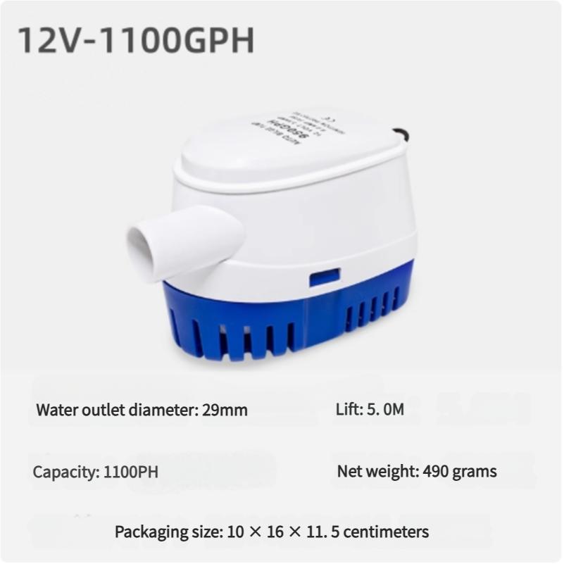 12V/24V Auto Bilge Pump 600-1100GPH Submersible for Marine Yacht Boat Engine - Rapid Water Drainage Pump 12V-1100GPH