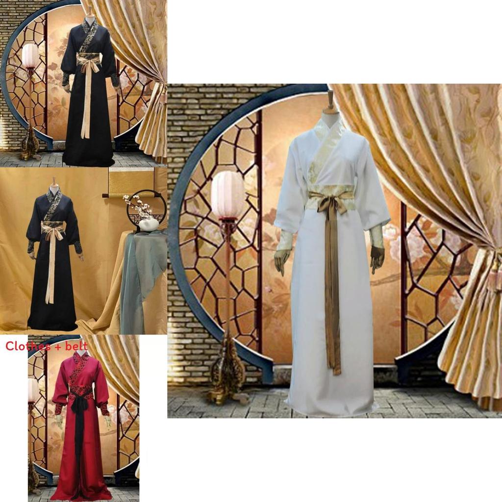 Hanfu Performance Costume With Rich Fabric And Decorative Belt For Stage And Ceremony Use