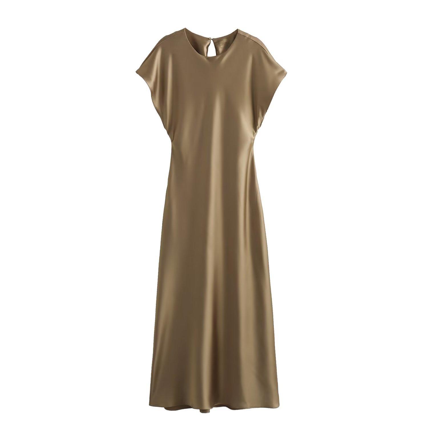 

Платье миди с короткими рукавами из французского атласа L