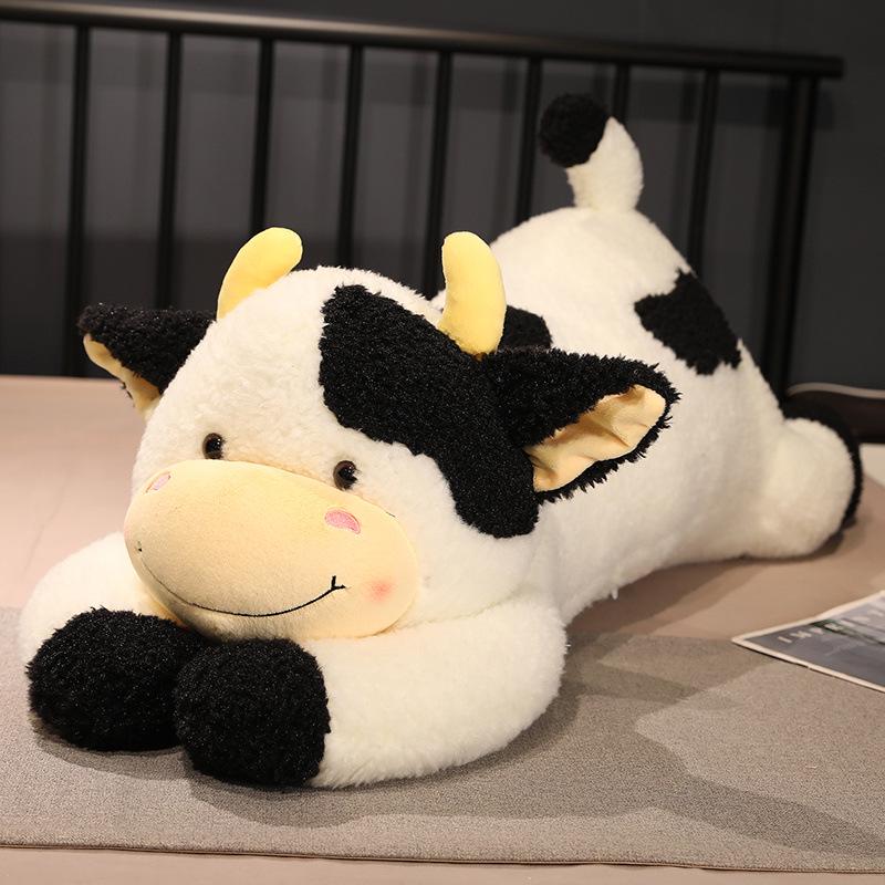Adorable Lying Cow Plush Pillow - Large Comforting Doll for Girls' Bedtime