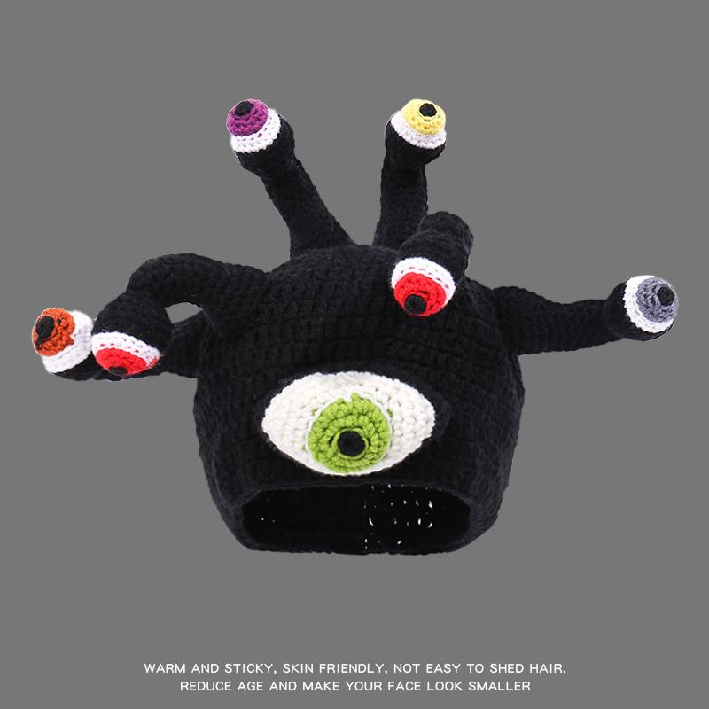 Tentacle Monster Octopus Knitted Wool Hat Party Funny Alien Big Eyed Monster Knitted Hat Stage Performance Hat