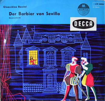 10-tums Skiva GIOACCHINO ROSSINI - Barberaren i Sevilla (Querschnit LW50066 Decca 1957 Tyskland Klassisk Begagnad