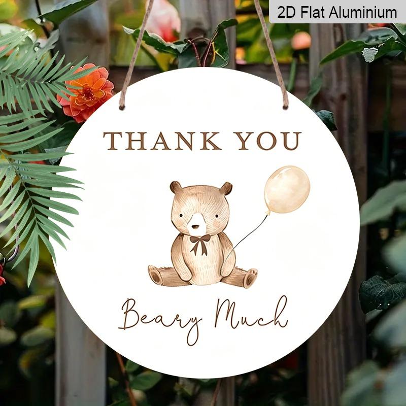 

2D Flat Retro Aluminum Wall Stickers, Available in Multiple Sizes. The Bear-themed Thank You Pendant Has A Warm and Inviting Style, Making It A 7.87×7.87inch