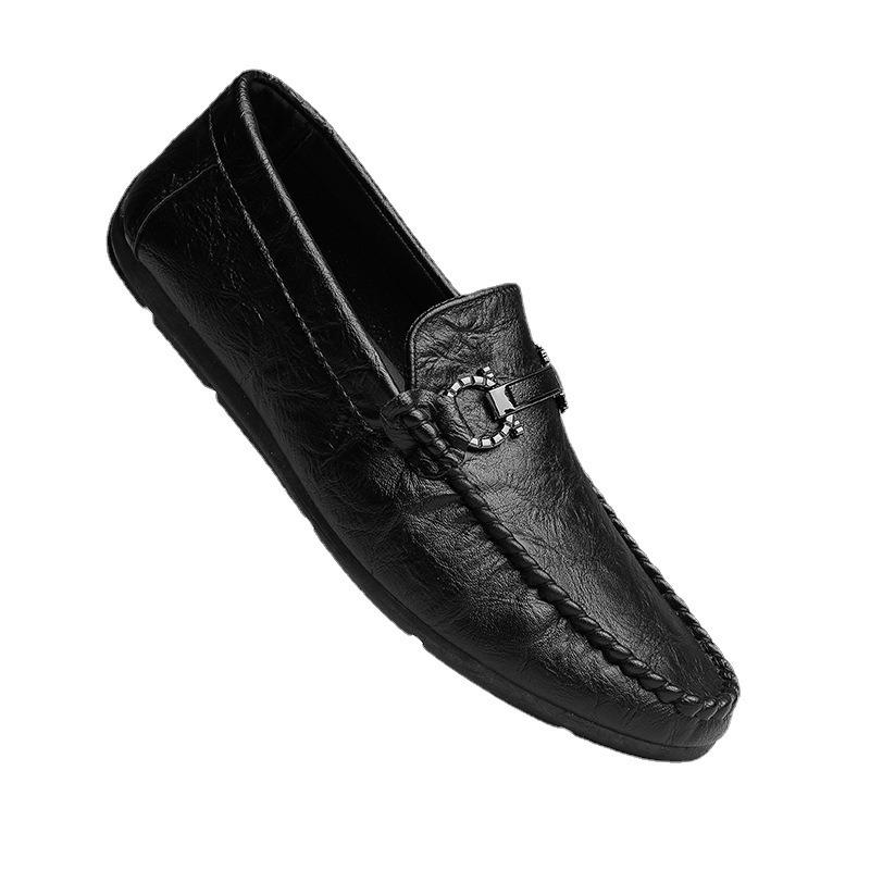 Doudou Schuhe Herren Herbst neu Ein-Pedal Lazy Lederschuhe Britische weichsohlige Fahrschuhe