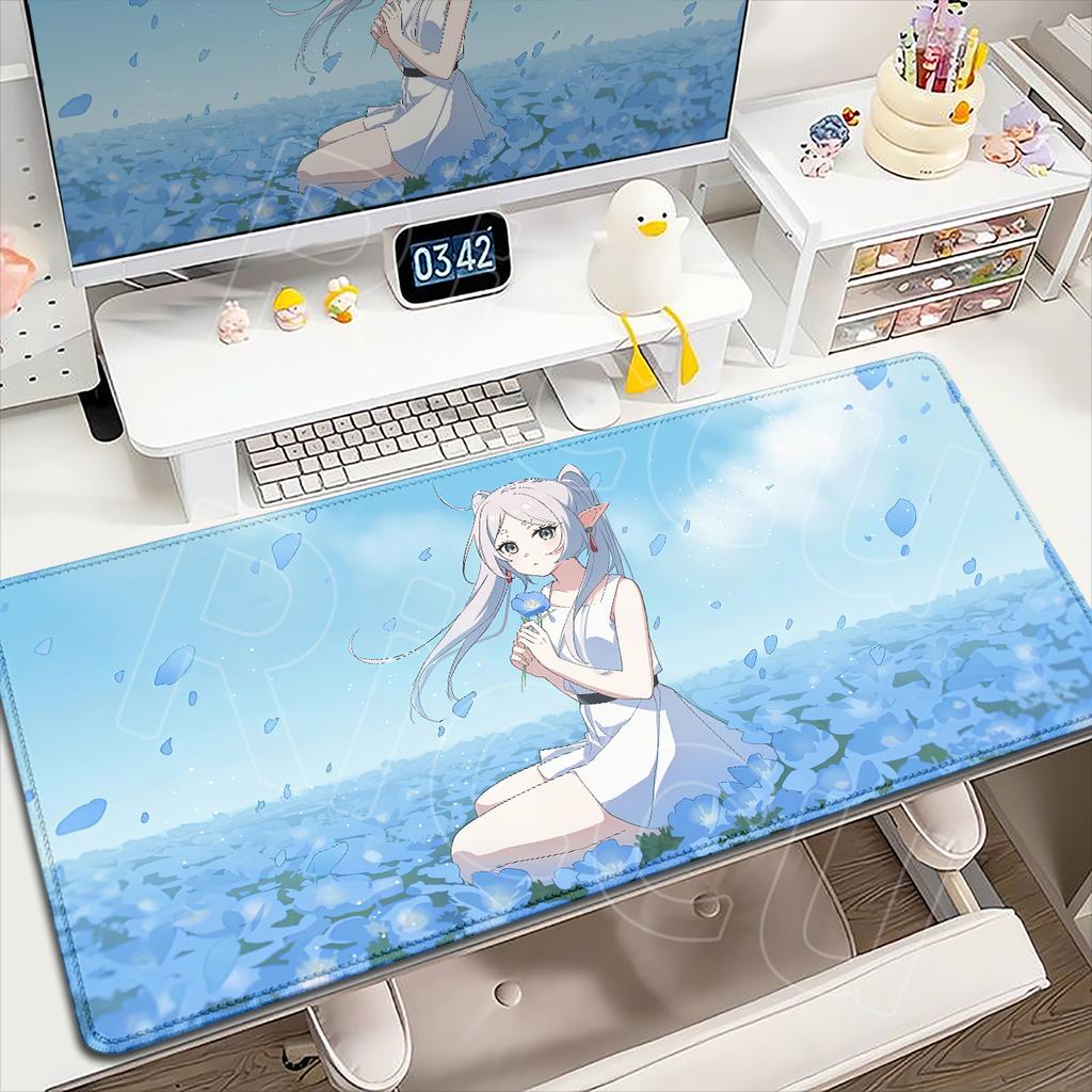 HD Printing Frieren At the Funeral Mousepads Anti-Slip Rubber Bottom Mousepad Large Size Esports Games Office Desk Pad Table Mat