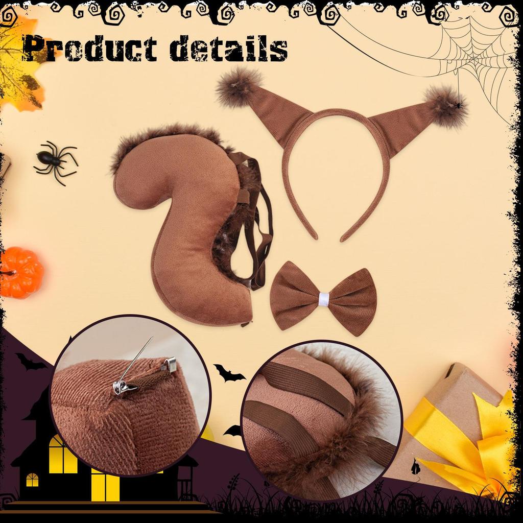 Animal Tail Costume Kit Cosplay Dress up Headwear Headband for Christmas Holiday