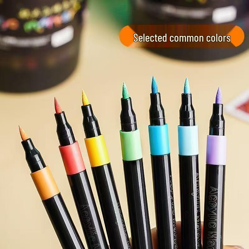 Marcatore Acrilico con Punta Morbida e Corpo Nero: Colori Non Sfumanti e Stratificabili per Bambini e Studenti. Ideale per Arte, Cancelleria e Pittura ad Acquerello.