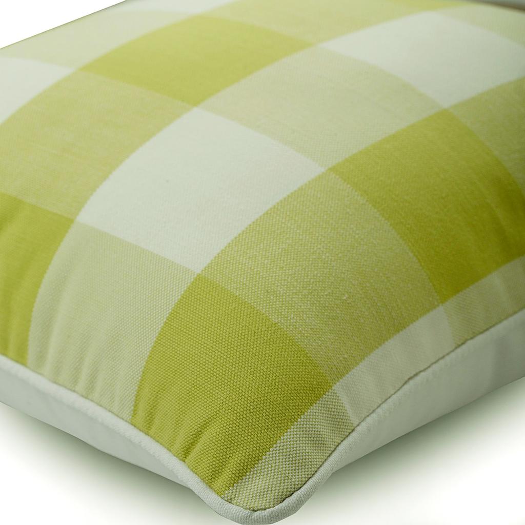 The HomeCentric Chartreuse Ivory White Large Gingham Checks Plaid Couch Buffalo Checks Cotton Pillow Cover Green Pillow Cover - Chartreuse Plaid