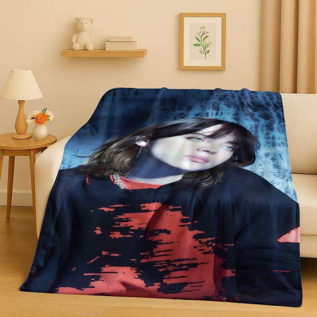 3D Billie Eilish Hit Me Hard and Soft Singer Flannel Blanket,Ultra Soft Warm Plush Throw for Home Bedroom Bed Sofa Cover Kids