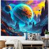 Yuiqear Psychedelic Planet Tapestry Trippy Galaxy Space Tapestries Neon Starry Sky Wall Decor Mysterious Universe Mountain Tapes