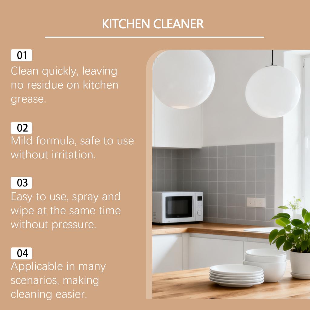 Jakehoe Kitchen Foam Cleaner Spray Heavy Duty Degreaser For Stove Range Hood Oven Grease Stain Remover Easy Rinse 120ml Bottle