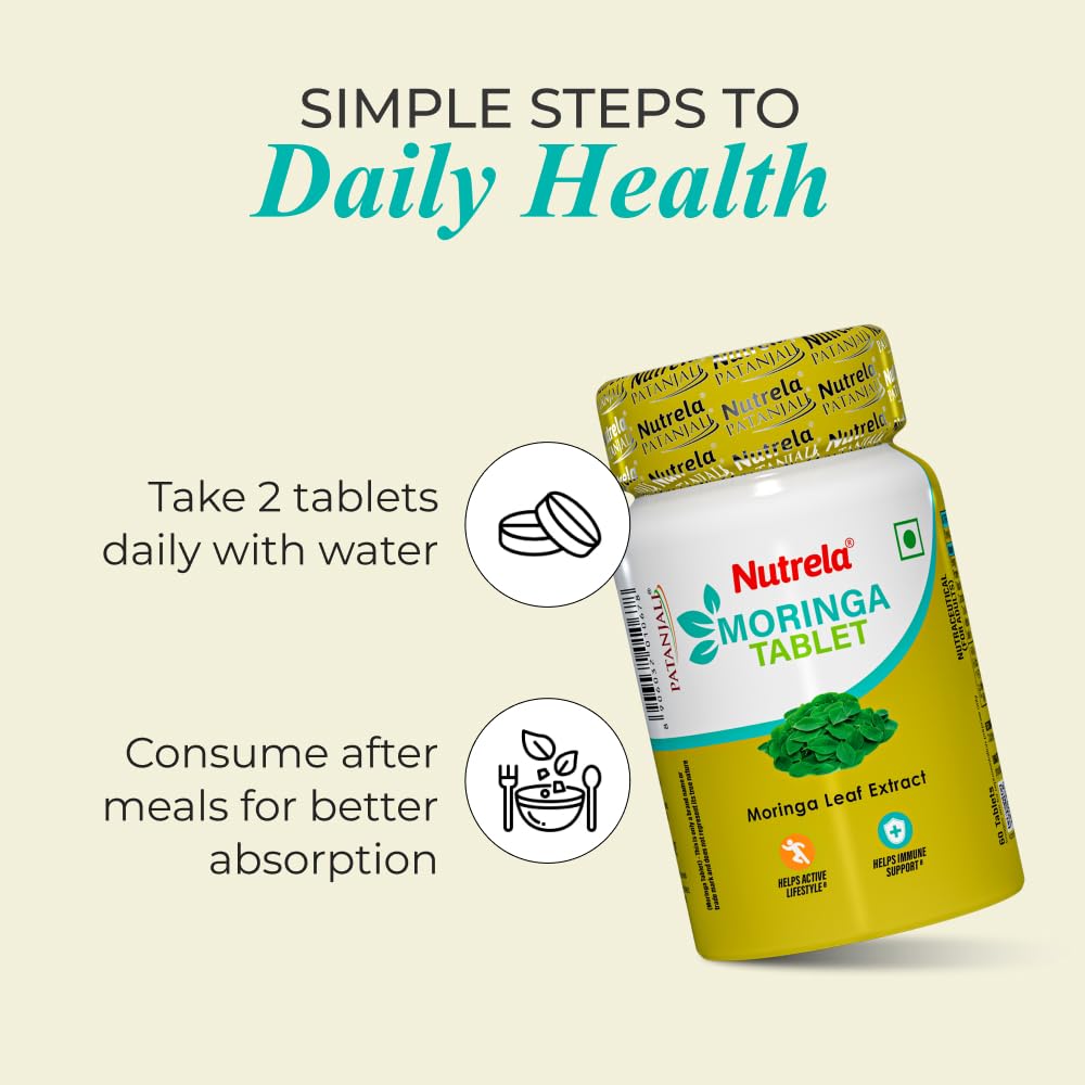 Nutrela 1000 Mg Moringa Leaf Extract Tablets Pack of 1 | Immunity, Digestion & Energy Support, Hair and Skin Wellness