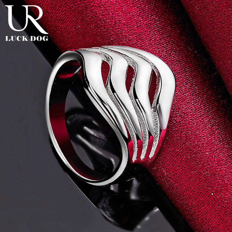 Inel cu suprafață netedă cu patru linii din argint 925 Bijuterii de nuntă la modă