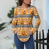 Women's Loose Fit Long Sleeve T-Shirt with Retro Halloween Print, Neck Pullover Top