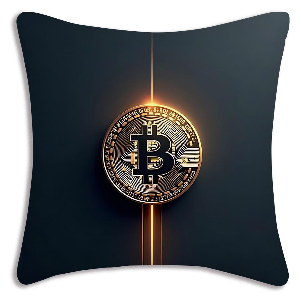 Cool Popular B-BitcoinS Pillow Covers Cartoon Sofa Decorative Home Double-sided Printing Short Plush Cute Cushion Cover