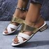 Golden Open Flat Women Shoes Leather Slip-On Sandals Bathroom Slippers Beach Footwear Comfortable Sandals for Women Slides Women