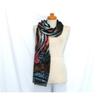Used Beautiful condition, free shipping, WAKO, black, flocky print pattern, silk blend, large scarf (Made in France, black, silk, gorgeous, ceremony,
