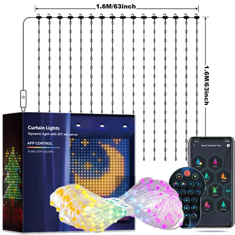 Curtain String Light with Christmas Decor