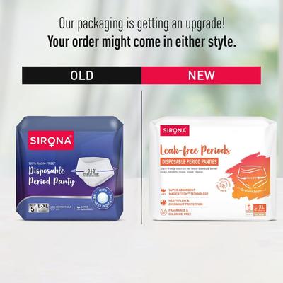 Sirona Disposable Period Panty for Girls & Women | L-XL | Pack of 10 | 360° Coverage for Stress Free Periods | Leakage Protection for Heavy Flow