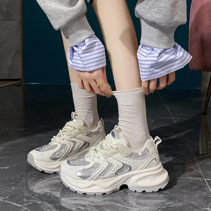 Women Shoes Thick Soled Mesh Height Increasing Transparent Casual Sports Shoes Women's Sneakers