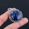 Födelsedagspresent till henne Naturlig Sodalit Ädelsten Hänge 925 Sterlingsilver