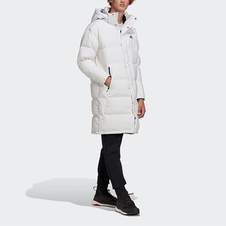 Adidas Puffy Long Coat With Hood Men Outerwear White GF0073