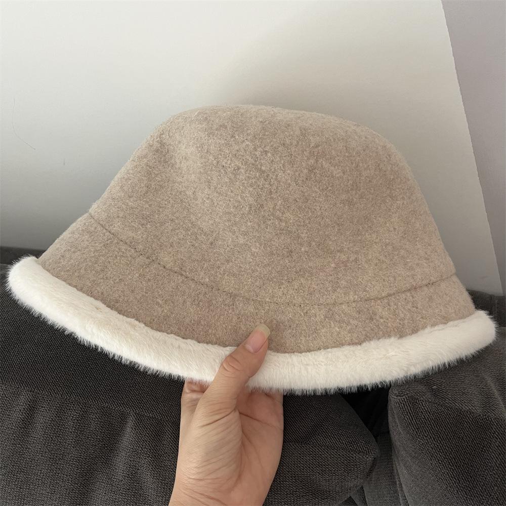 Autumn and Winter Warm Wool Woolen Fisherman Hat Children's New Thickened Fashion Versatile Basin Hat Show Face Small Bucket Hat