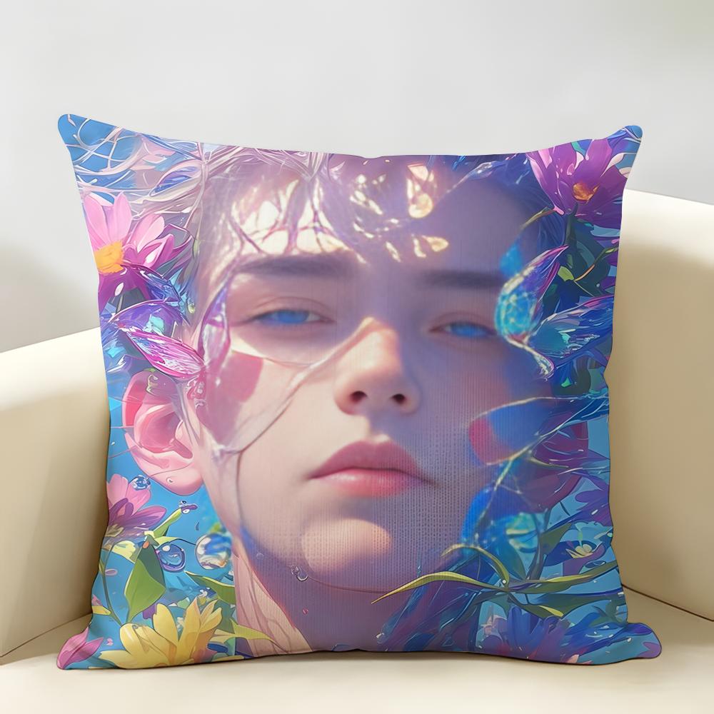 Handsome Fashion Pretty Cushion Cover Natural Linen Organic Fabric DoubleSided Printing Room Sofa Decor Pillow Case