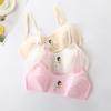 Reggiseno sportivo stampato carino di colore puro per ragazze adolescenti Biancheria intima di cotone traspirante imbottita per spaghetti morbida