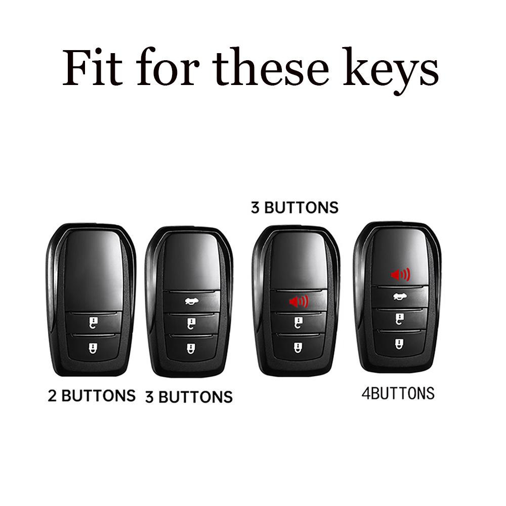 Carbon Fiber Car Key Cover Case For Toyota RAV4 Highland Coralla Hilux Fortuner Land Cruiser Camry Crown Keychain Accessories
