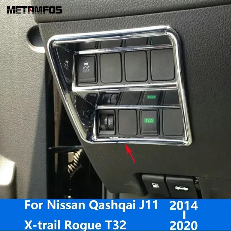 Nissan Qashqai J11 X-trail X trail Rogue T32 2014-2018 için Krom Far Lambası Anahtar Kaplaması İç Aksesuarlar
