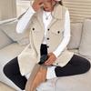 2025 Autumn and Winter New Style Lapel Open Button Plush Vest Jacket Loose Commuting Imitation Lamb